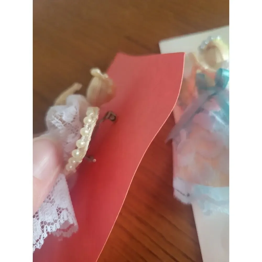 Handmade Praying Angel Pins Lace Dress jewelry Christmas Ornaments Lot of‎ 7